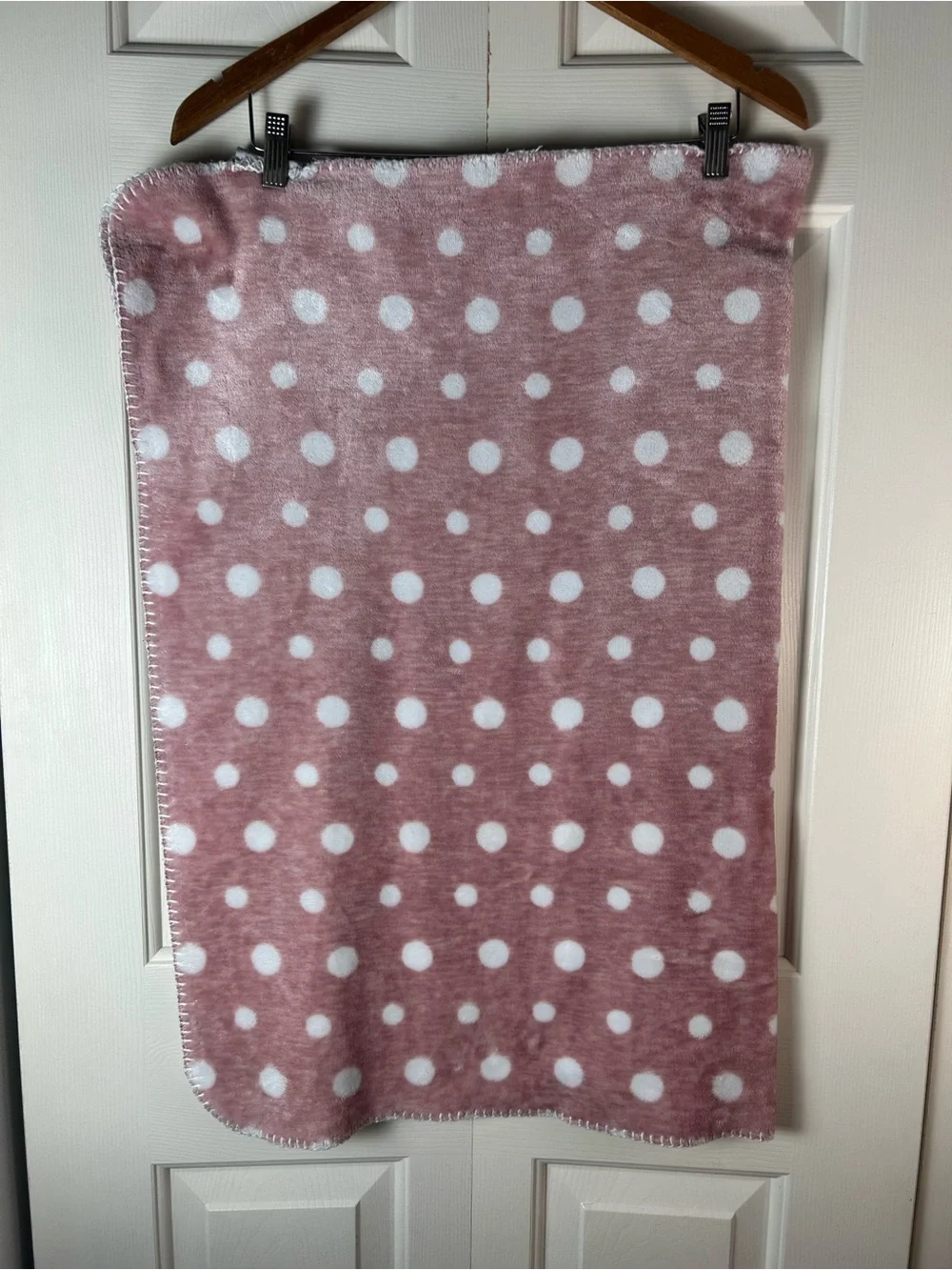 Amari Baby & Nursery Pink White Baby Blanket Polka Dots Stitched Edge Lovey
